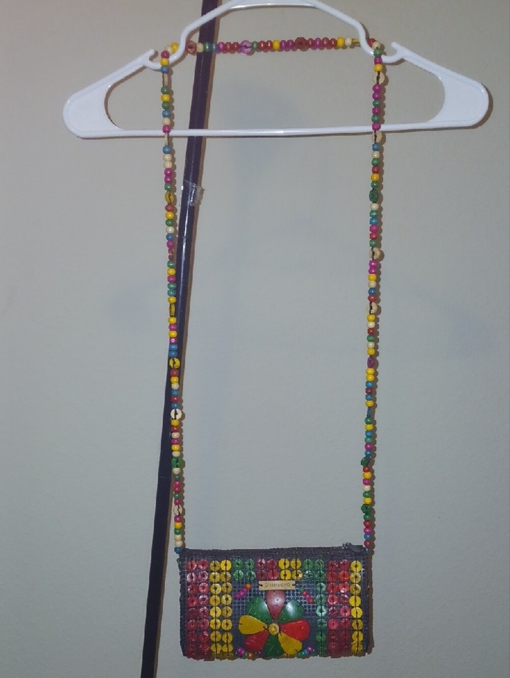 Jamaican Multicolor Beaded Flower Crossbody Bag - Picture 3 of 9